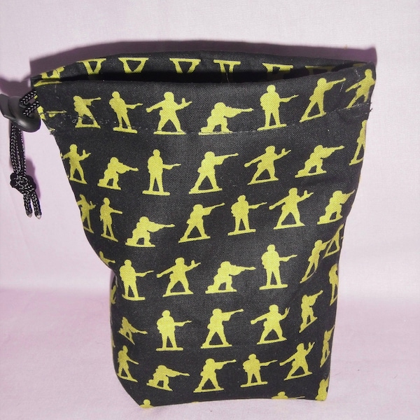 Plastic Green Army Men Man Cloth Drawstring Dice Bag for Bolt Action/D&D/Pathfinder/Warhammer/Armada/X-wing