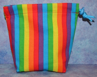 Bolsa com cordão de pano arco-íris para maquiagem/RPG/D&D/peças de jogos de tabuleiro/Tarot