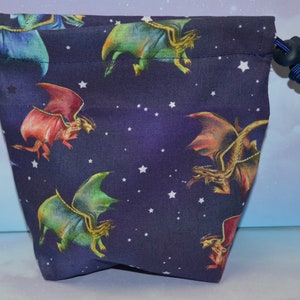Multi Color Dragons Cloth Drawstring Bag for Dice/D&D/Pathfinder/RPG/Tarot/Make Up