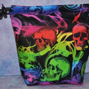 Rainbow Skulls Cloth Drawstring Bag for Dice/Tarot/Makeup/RPG/Age of Sigmar/Legion