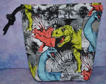 Saco de cordão de pano de dinossauros estilo cômico para dados/RPG/D&D/Pathfinder/Maquiagem/Tarot/Tiny Plastic Dinos