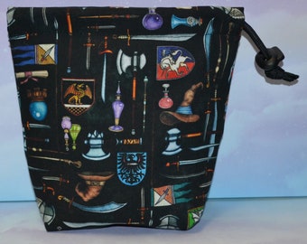 Saco de cordão de pano para objetos de armas de fantasia para dados/D&D/Pathfinder/RPG/Battletech/Age of Sigmar
