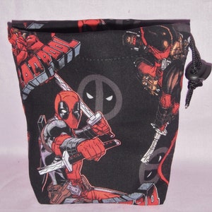 Super Hero Packed or Toss Cloth Drawstring Bag Made with Licensed Deadpool Fabric