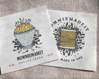 Custom Sewing, Quilting, Needlework Labels Made with Your Choice of Text - Organic Cotton OR Frayproof White Labels