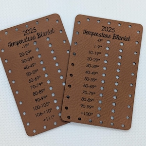 Temperature Blanket Color Palette Labels with Optional Month Tags Personalized Faux Leather
