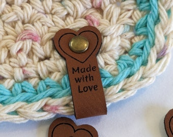 Personalized Gift Tags for Knits and Crochet Faux Leather Labels for Your Handmade Creations Perfect for Hats or any Accessories