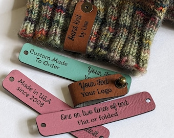 Leather Labels Custom Faux Leather Tags for Handmade Gift Personalized for Crochet Knit Sewing Branding Logo Newborn Blanket Hat Wedding