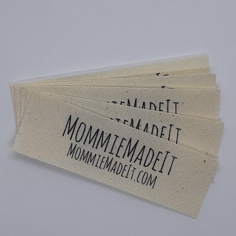 Organic Cotton Fabric Name Labels Clothing Labels Made to Order 20 Labels With Two Lines of Text Tags for Gifts Custom Personalized Knit Sew image 3