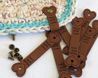 Personalized Gift Tags for Knits and Crochet Faux Leather Labels for Your Handmade Creations Perfect for Hats or any Accessories