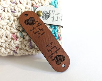 Leather Labels Custom Faux Leather Tags for Handmade Gift Personalized for Crochet Knit Sewing Branding Logo Newborn Blanket Hat Wedding