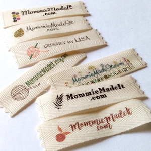 Organic Cotton Twill Ribbon Name Label Customize Logo Tag Personalize Gift for Clothing Knit Crochet Sew Quilt School Wedding Needlework