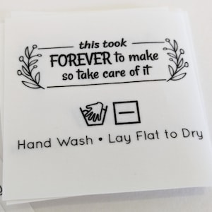 This Took FOREVER Labels - Ready to Ship - Frayproof Fabric Tags for Knit, Crochet, Sew, Quilt, Gift - Machine Wash & Dry Sew On Labels