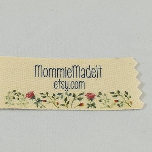 Organic Cotton Twill Ribbon Labels Customized With Watercolor Floral ...