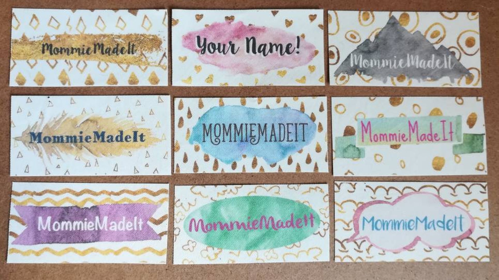 Gold Leaf and Watercolor Labels Customized With Your Name | Etsy
