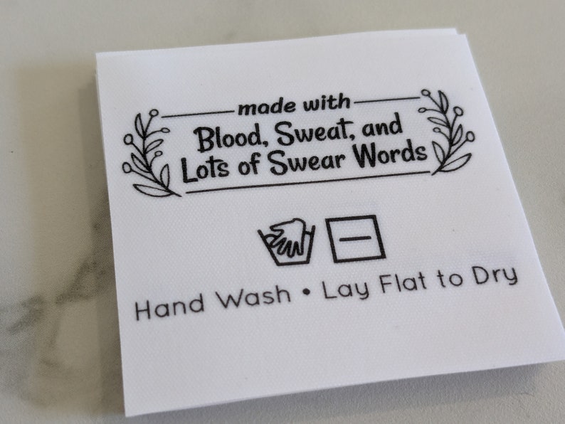 Made With Blood, Sweat & Swear Words Fabric Labels, Sewing Tags - Etsy
