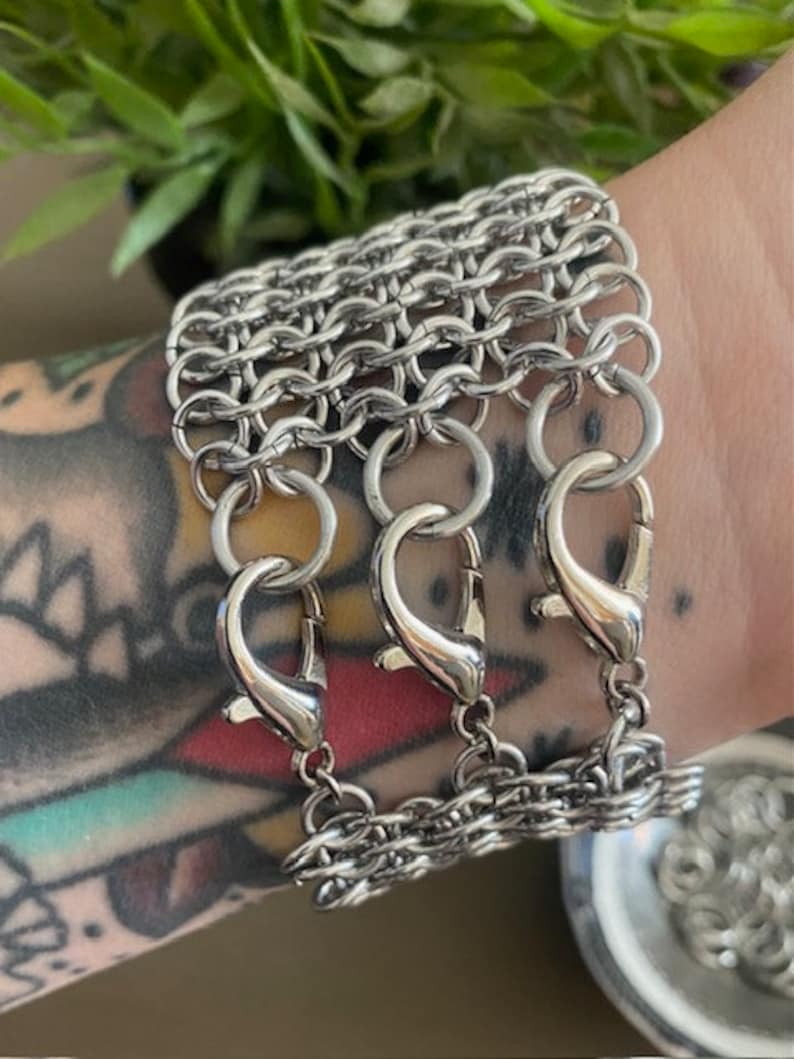 Silver Chainmail Cuff Bracelet - Etsy