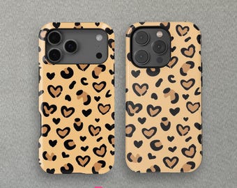 Leopard Print Hearts Design For iPhone 17 16 15 13 Mini Pro Max Magsafe case,iPhone 11 8 Cover,Samsung Galaxy S25+ Case By CrossBorderBuyer