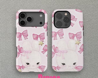 Funda MagSafe con diseño de conejito rosa para iPhone 17, 16, 15, 14, 13 Mini, Pro Max, iPhone 11, 8, 7 y Samsung Galaxy S25+ (de CrossBorderBuyer).