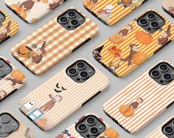 Funny Monkey Halloween design,Curious George Phone Case,fits iPhone 17 and all iPhone models Magsafe case, fits Samsung S25 S24 all models.