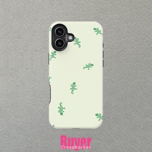 Green Gecko Lizard Design For iPhone 17 16 15 14 13 Mini Pro Max Magsafe case,iPhone 11 8 Cover,Samsung Galaxy S25+ Case By CrossBorderBuyer
