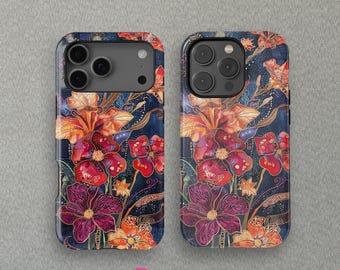 Funda con diseño floral oscuro para iPhone 17, 16, 15, 14 y 13 Mini Pro Max con Magsafe, iPhone 11, 8 y 7, y Samsung Galaxy S25+ de CrossBorderBuyer