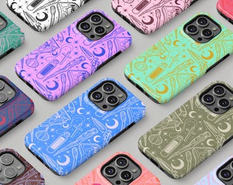 Mystical Witchy design, 1300 selectable colours , fits iPhone 16 and all iPhone models Magsafe case, fits Samsung S24 S23 all models.
