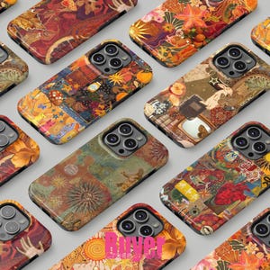 Abstrakt funky, retro, unikt konstnärligt collage-telefonskal, passar iPhone 17 och alla iPhone-modeller. Magsafe-skal, passar Samsung S25 S24 alla modeller.