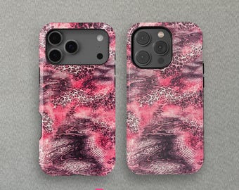 Funda Magsafe con diseño de leopardo rosa intenso para iPhone 17, 16, 15 y 14 Mini Pro Max, iPhone 11, 8 Plus y Samsung Galaxy S25+ de CrossBorderBuyer.