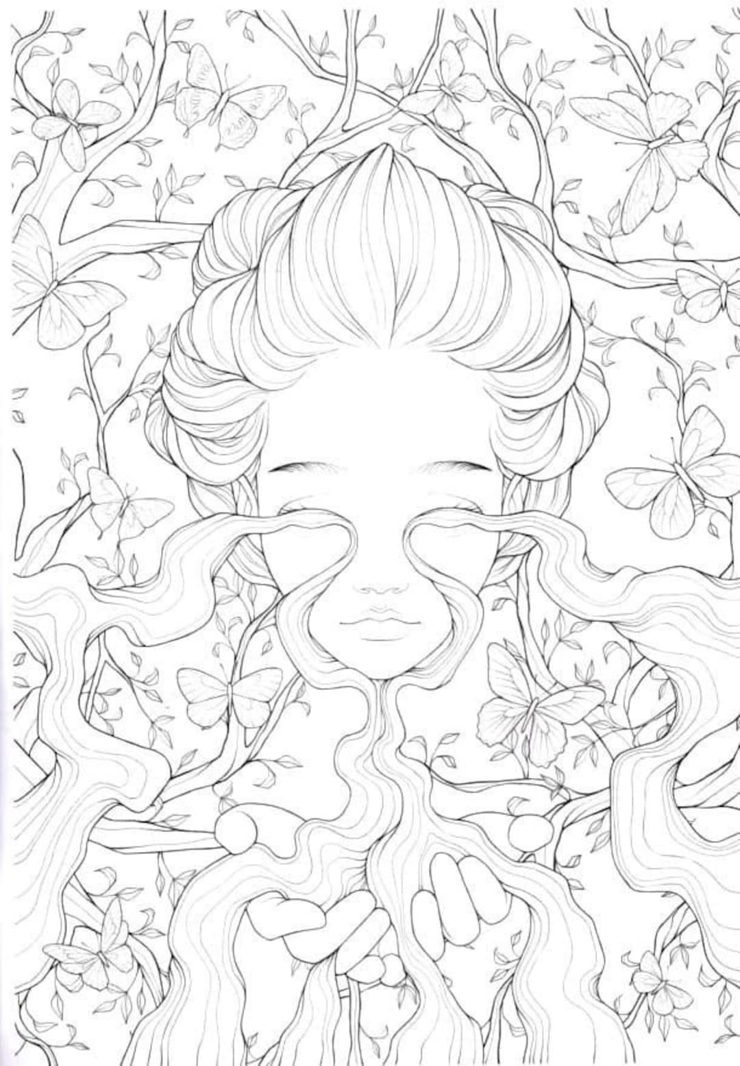 Crying Asian Woman Printable Coloring Page - Etsy