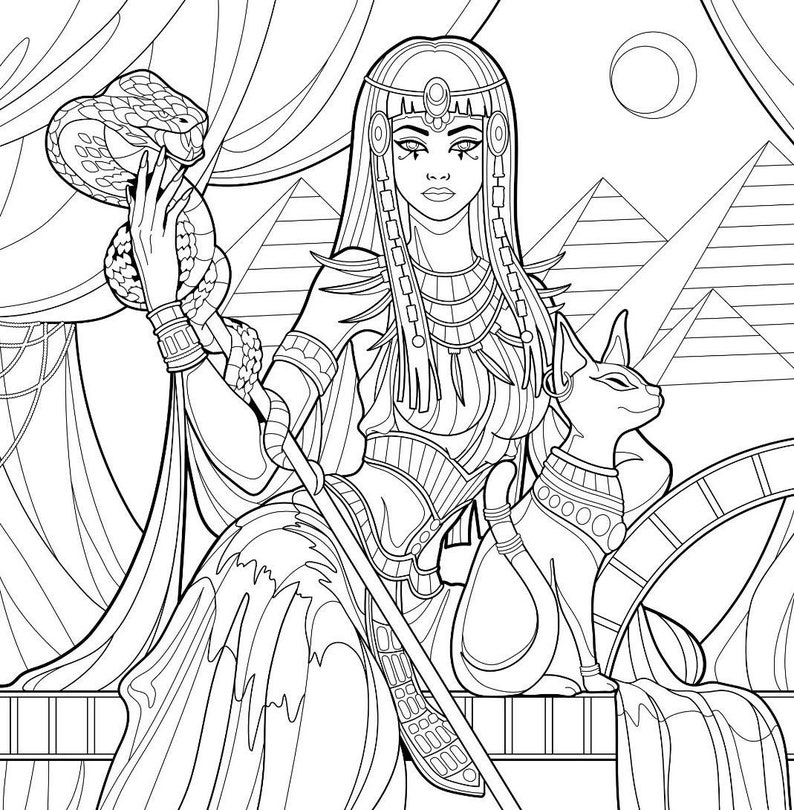 Sexy Queen Cleopatra Printable Coloring Page - Etsy