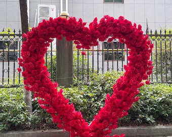 5D flowers Backdrop 6.5 ft Arch Flowers Stand, Flower Frame, Party Backdrop Props, Wedding Party Decoration , Red Roses Arrangement
