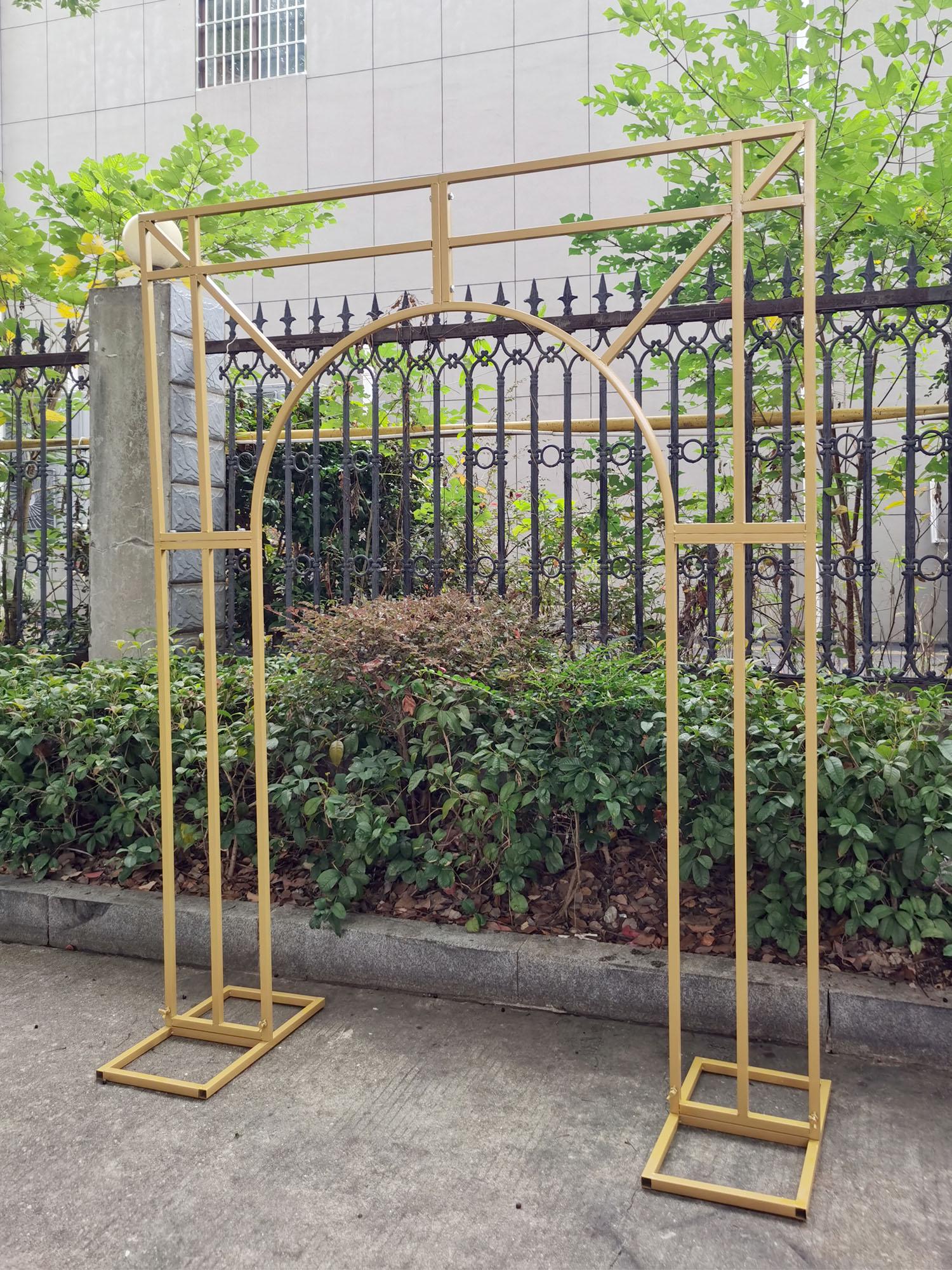 2-Pack Gold Metal Arch Stands (7.2FT & 6.6FT) - Wedding Backdrop, Door Frame For Party & Ceremony Decor