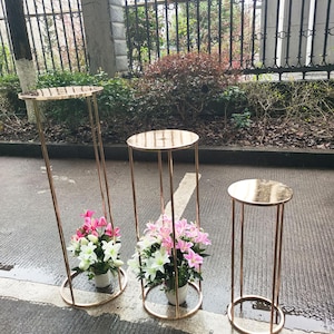 3pcs Golden Metal Flower Stand Centerpieces: Wedding Party Decor