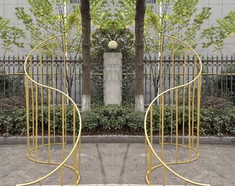 Metal Spiral Wedding Arch Decor: Large Curved Backdrop Stand for Ceremony, Party, Event Decoration