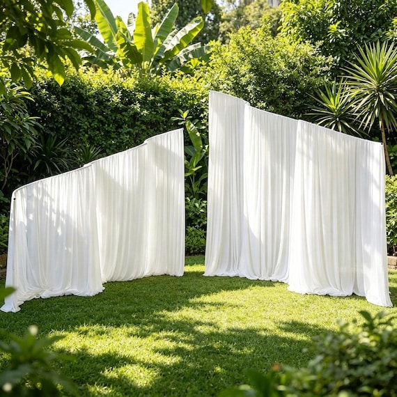 S-Curve Wedding Backdrop Drapes, Flowing Fabric Ceremony Background, Boho Modern Photo Booth Decor