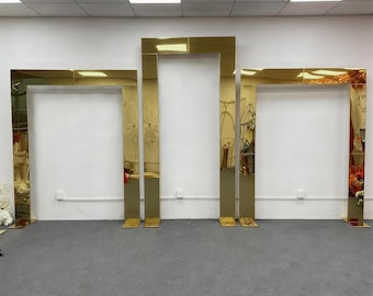 Mirror Polished Geometric Wedding Arch Backdrop: Party Event Frame