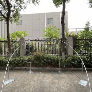 H 6.6 FT Arch Flower Stand  Wedding Flower Stand, Party Background Props, Party Decoration Semicircle Curved Silver Stainless Steel Backdrop