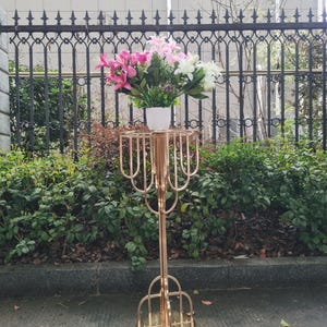 2 PACK-Metal Gold Flower Stand Vase Arch Tree  High 35.5IN  Centerpieces for Wedding Table Decor Round Flower Arrangement Rack
