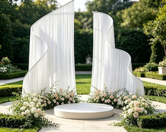 Double S-Wave Wedding Arch Backdrop Stand, Modern Minimalist Outdoor Ceremony Decor Prop