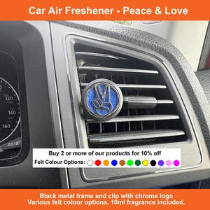 Peace & Love Car Air Freshener | Top-Up Essential Oil Diffuser | Campervan  Car Vent Accessory | Van Life Gift adn Accessories