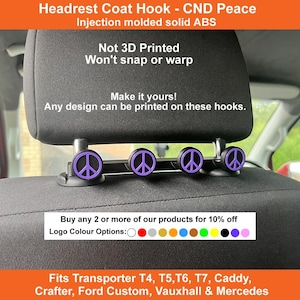 Headrest Coat Hook | Storage | Van Accessory | Fits Transporter T4 T5 T6 T7, Caddy, Crafter, Ford Custom, Mercedes, Vauxhall, Campervan Gift