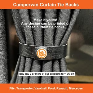 Campervan Curtain Tie Back Straps | Van Life Interior Accessory | Fits VDUB Transporter, Ford, Renault, Mercedes, Vauxhall | Sold in Pairs