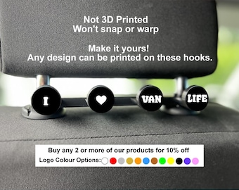 Headrest Coat Hook | Storage | Van Accessory | Fits Transporter T4 T5 T6 T7, Caddy, Crafter, Ford Custom, Mercedes, Vauxhall, Campervan Gift