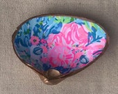 Decoupage Large Clam Shell with Lilly Fabric