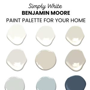 Benjamin Moore Simply White, Paint Color Palette, Best Neutral Paint, Cabinet, Ceiling, Whole House Paint Colors, OC-117, Best Greige Paint