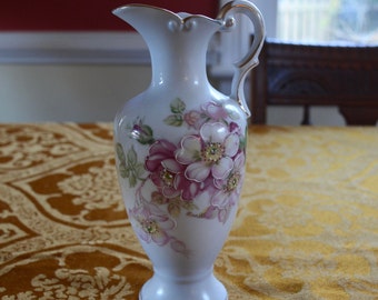 Vintage hand painted pitcher from Japan, signed "Renee"