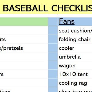 TRAVEL BASEBALL CHECKLIST - Etsy