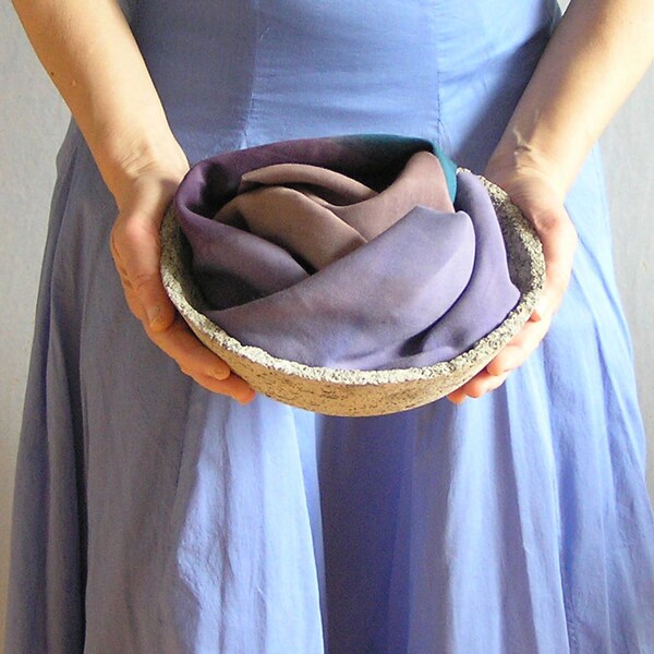 artificial silk Scarf  - oblong hand made shawl in  lavender blue and grey