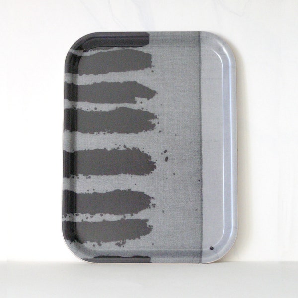 Wood TV Tray -  melamine platter  - small  tray  -  gray black - kitchen decor