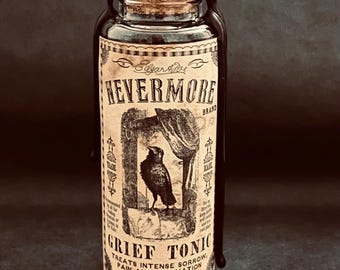 Frasco de poción de Edgar Allan Poe: Tónico para el dolor eterno - Colección de terror gótico